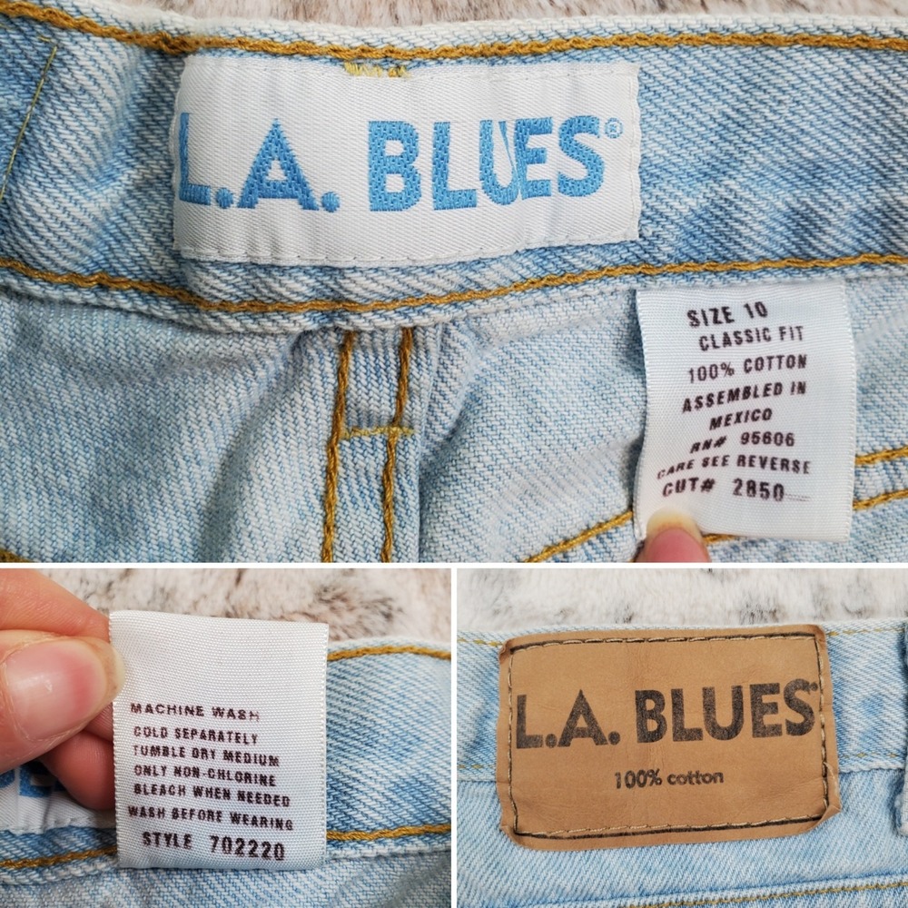 Vintage L.A. Blues 90s Jeans Sz 10 High Rise Classic Fit Light Wash Grunge - Picture 7 of 12